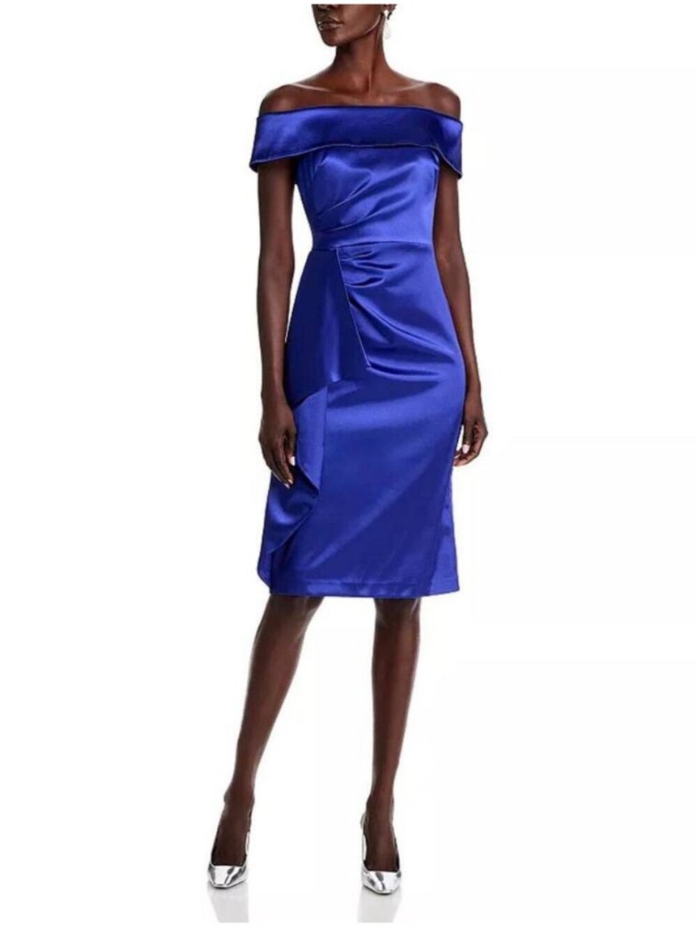 Eliza J Off The Shoulder Satin Dress Blue Women's Size 12